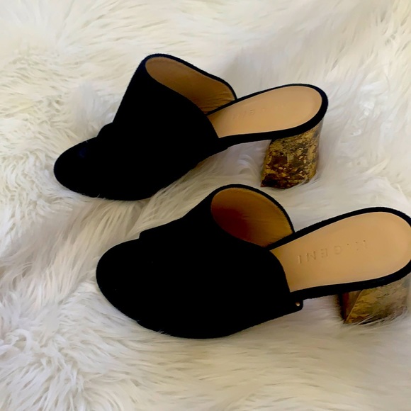 M. Gemi the Noto mule black suede with gold heel - Picture 4 of 8